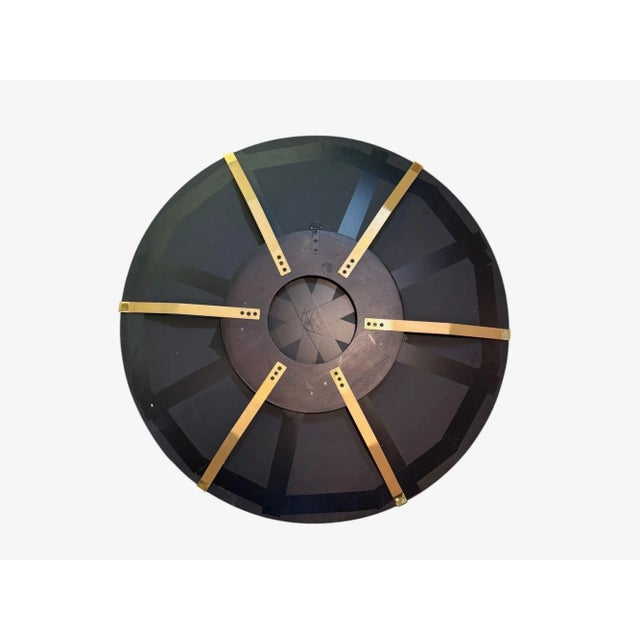 Contemporary, Concave Glass, Brass, Vintage Green Modern Space Age Wall Mirror For Sale - Image 9 of 9