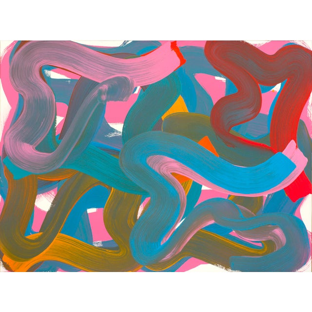 Contemporary Abstract Oil on Paper (Arches Oil Paper, 140 Lb Cold Press) "Wiggle 23" by Leon Phillips For Sale - Image 4 of 4