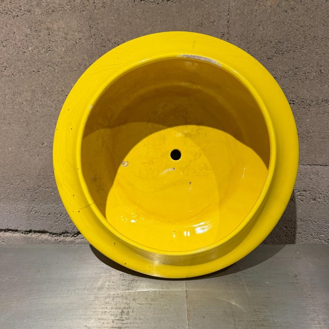 Vintage Mid-Century Modern "Ufo" Style Yellow Ceramic Bowl Planter For Sale - Image 11 of 14