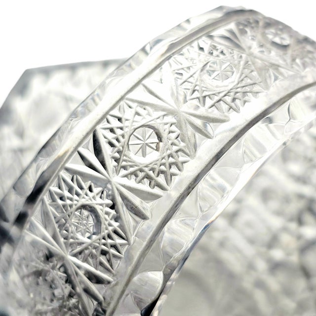 Mid-to-Late 20th Century Czech Bohemian Queen’s Lace Cut Crystal Basket 6" For Sale - Image 11 of 12