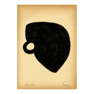 "Forms" Contemporary Minimalist Gouache Drawing on Vintage Paper For Sale