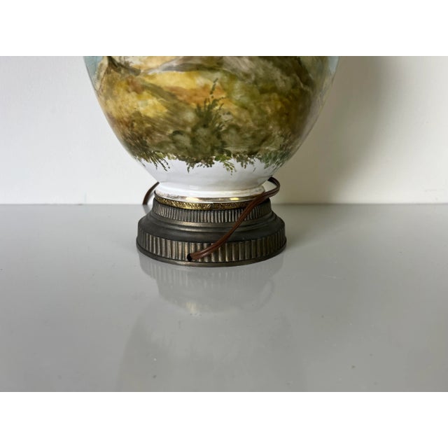 Vintage Hand - Painted Porcelain Table Lamp For Sale - Image 11 of 13