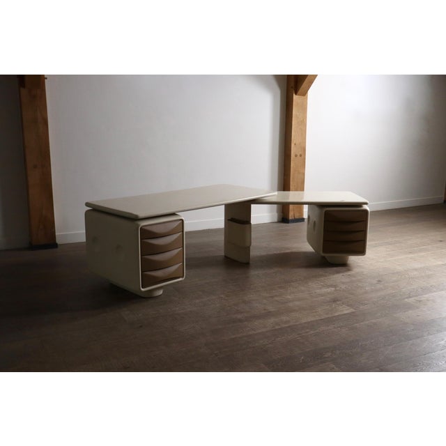 Rare space age corner desk model “jet” by ernest igl for wilhelm werndl designed and produced in germany, 1969. a...