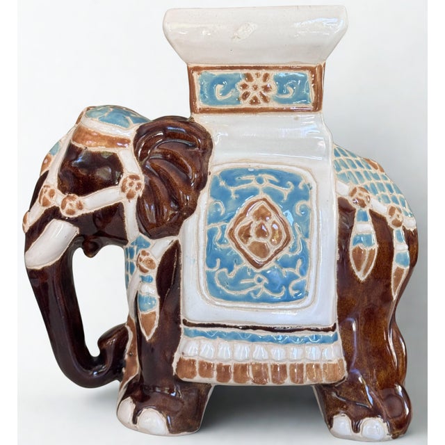 Vintage Elephant Motif Tabletop Plant Stand For Sale - Image 4 of 11