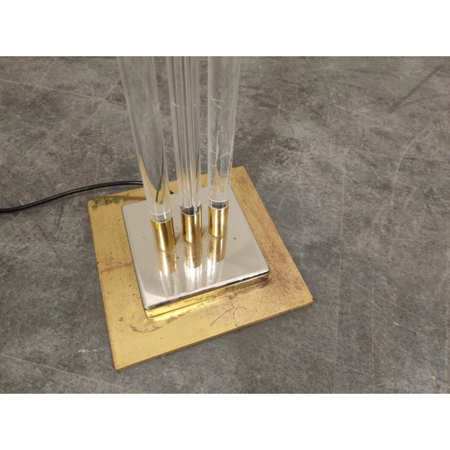 Vintage Brass and Acrylic Glass Floor Lamp from Belgo Chrom, 1970s For Sale - Image 10 of 11