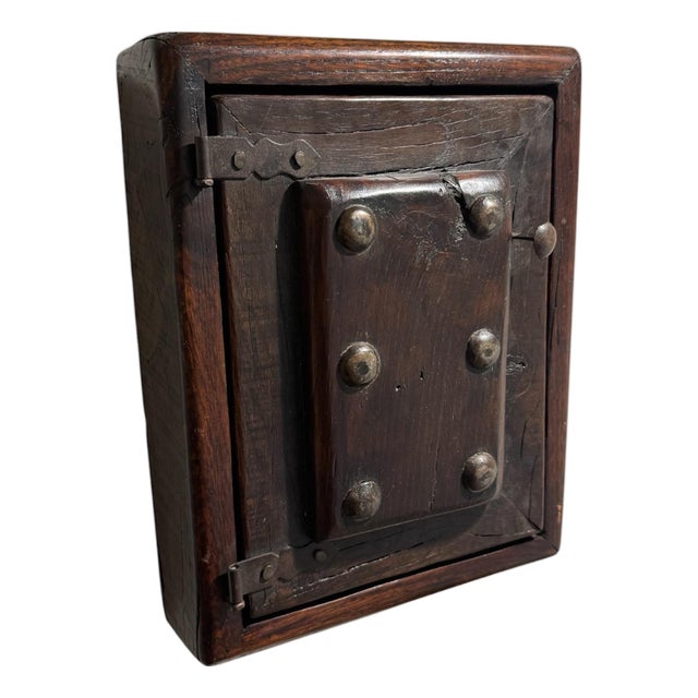 Antique Rustic Wooden Wall-Mounted Key Cabinet, 9 Hooks For Sale