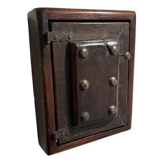 XIX Century Antique Rustic Wooden Wall-Mounted Key Cabinet, 9 Hooks For Sale