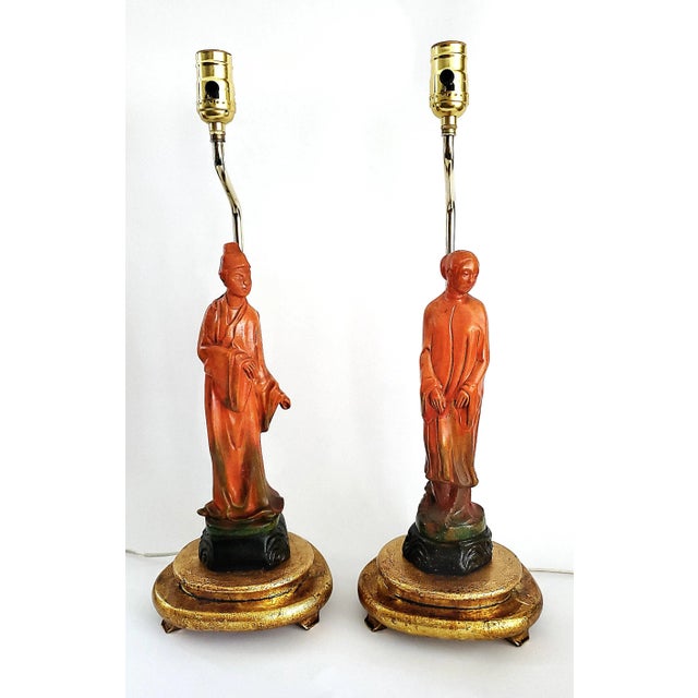 Lamp Pair by Borghese 1960s Signed & Restored - New Shades For Sale - Image 9 of 18