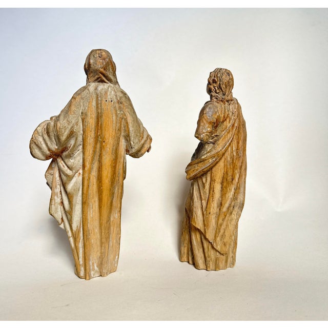 Light Yellow Mary, John, Attendant Figures, German, 17th Century, Carved Wood For Sale - Image 8 of 10