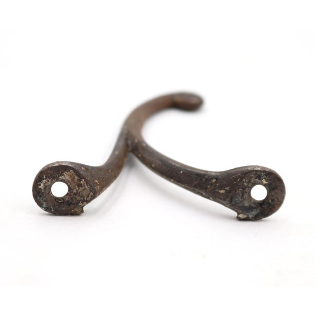 Vintage One Arm Curved Black Cast Iron Wall Hook For Sale - Image 4 of 4