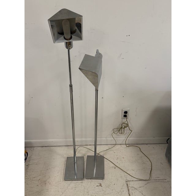 Mid-Century Modern Koch & Lowy Chrome Adjustable Floor Lamps - A Pair For Sale - Image 3 of 9