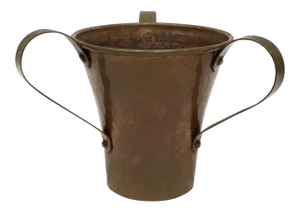 Vintage Three Handle Hammered Copper Vase