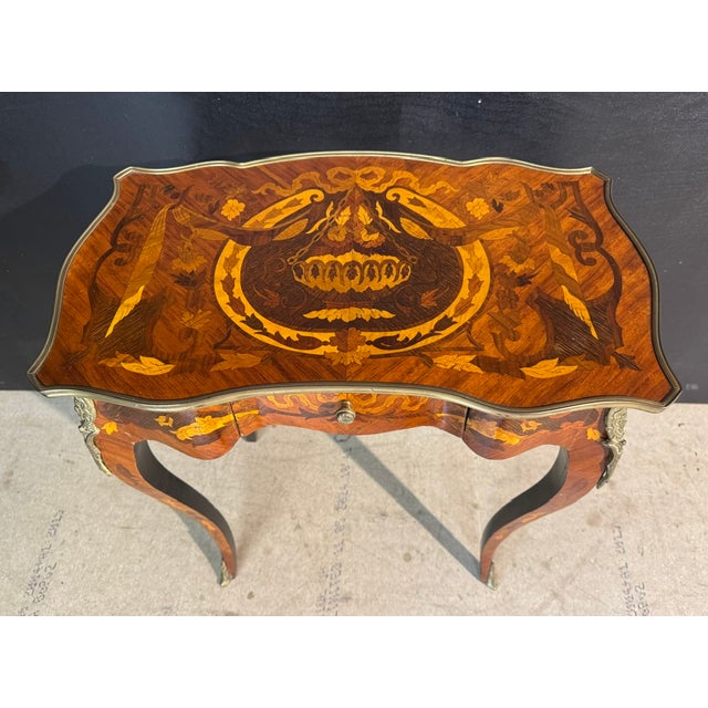 French Marquetry Lamp Table, 1890 For Sale - Image 3 of 16