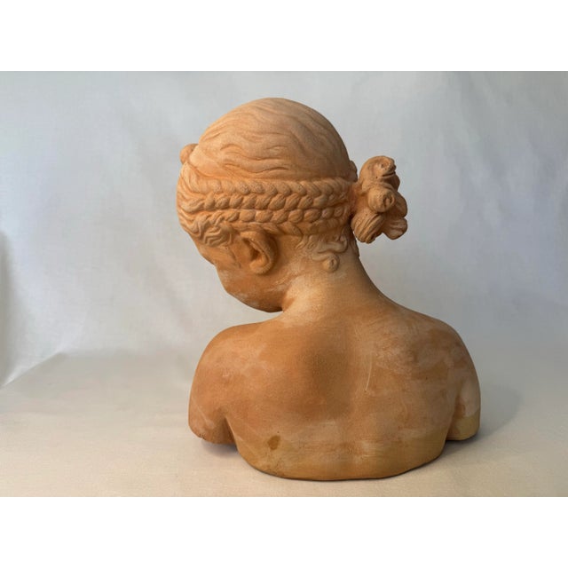 Vintage French Neoclassical Terra Cotta Female Bust, "La Rieuse" Styled afterJean Baptist Pigalle For Sale - Image 10 of 10