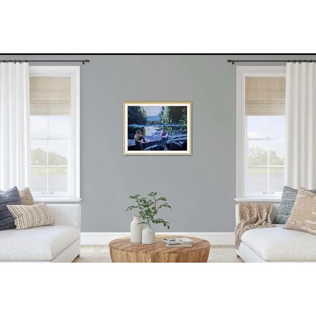 Fishermen, Contemporary Impressionist Oil Painting For Sale - Image 4 of 7