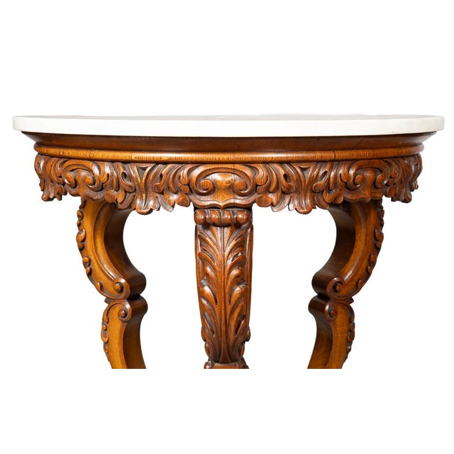 Late 19th Century Victorian Oak and Inlaid Marble Center Table For Sale - Image 5 of 8