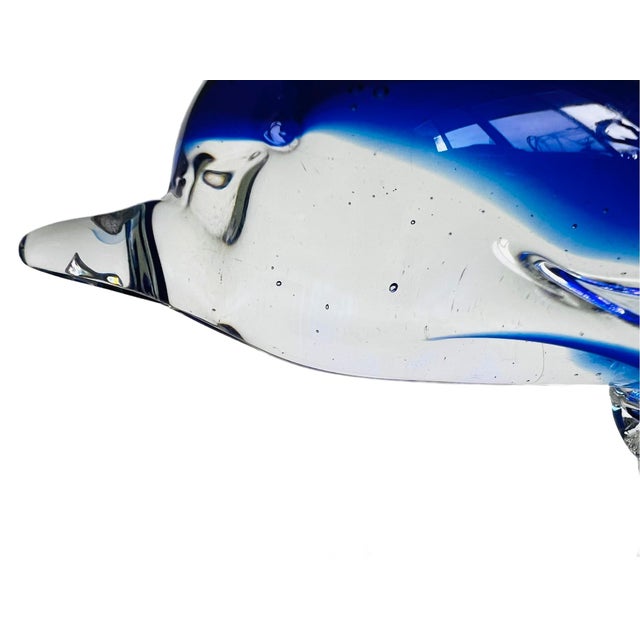 1970s Art Glass Sculpture of Two Dolphins in Murano Style For Sale - Image 11 of 13