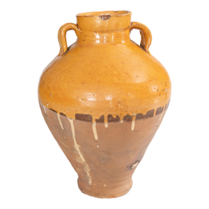 19th Century French Yellow Glazed Terracotta Olive Jar Urn Vase