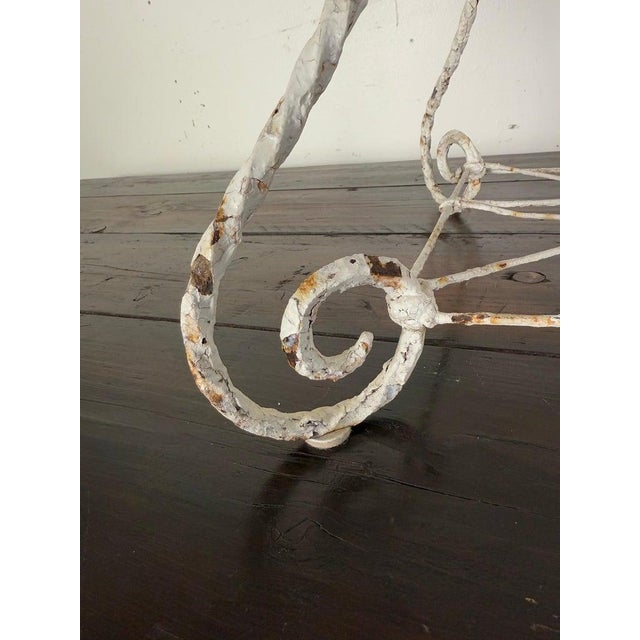 White Vintage Wrought Iron Plant Stand, Distressed White, Rustic 1930s For Sale - Image 8 of 14