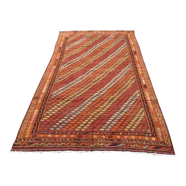 Vintage Turkish Kilim Rug - 67" X 119" For Sale