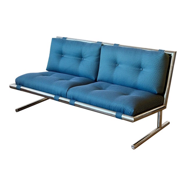 1970s Chrome Settee Attributed to Arthur Umanoff for Directional For Sale