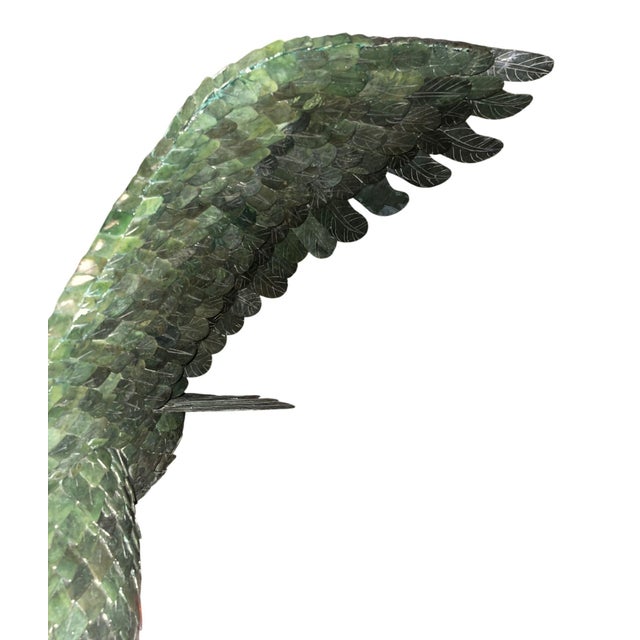 Green Monumental 20th Century Chinese Spinach Jade Carved Eagle on Naturalistic Base For Sale - Image 8 of 11