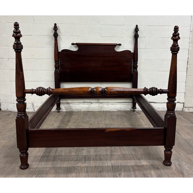 American Antique Full Size American Empire Mahogany Four Poster Bed For Sale - Image 3 of 10