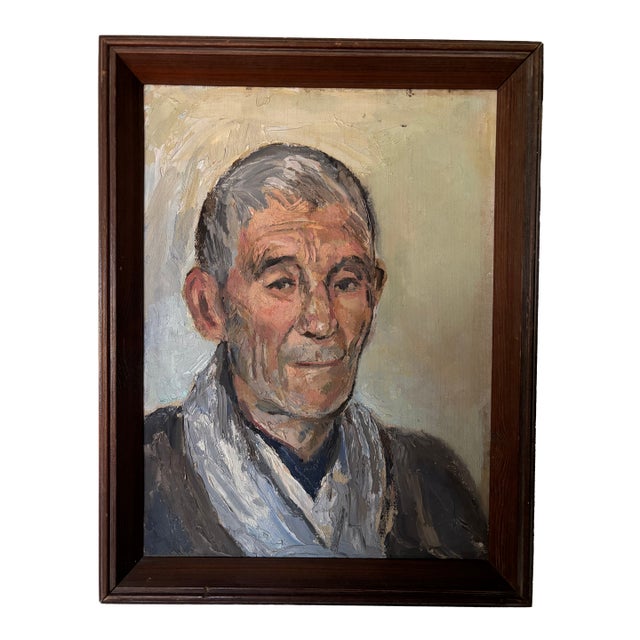 Unsigned Vintage Scandinavian Expressionist Portrait Oil Painting of Gentleman For Sale