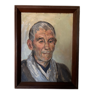 Unsigned Vintage Scandinavian Expressionist Portrait Oil Painting of Gentleman