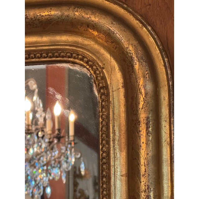 Mid 19th Century Period Louis Philippe Bole and Gilt Arched Top French 1840s Wall Mirror For Sale - Image 5 of 9