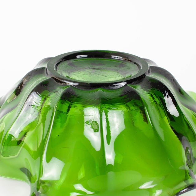 Vintage Portuguese Dark Green Glass Bowl, 1960s For Sale - Image 10 of 11