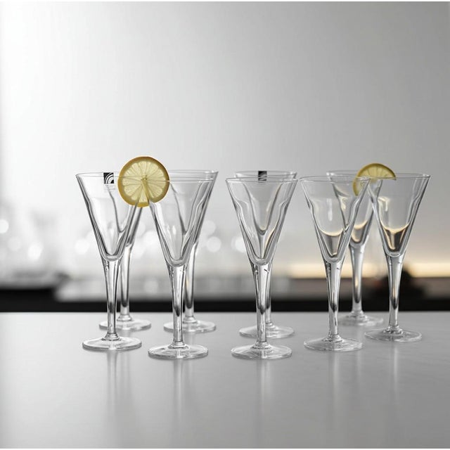 Vintage Italian Champagne Glasses in Crystal from Luigi Bormioli, 1980s, Set of 5 For Sale - Image 4 of 4