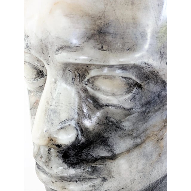 Gray 1980s "The Marked Man" Male Marble Bust For Sale - Image 8 of 11