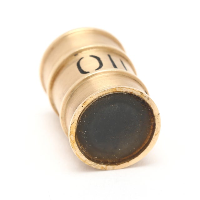 1950s Oil Barrel Charm, 14k Yellow Gold, Length 1 In For Sale - Image 4 of 6