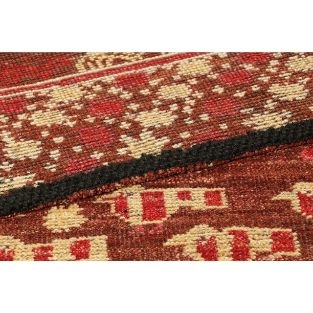 Brown Rug & Kilim’s Tribal Runner Rug in Brown With Geometric Patterns and Birds For Sale - Image 8 of 8