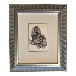 Early 20th Century Portrait Lithograph of Cocker Spaniels Signed Morgad Dennis, Framed For Sale