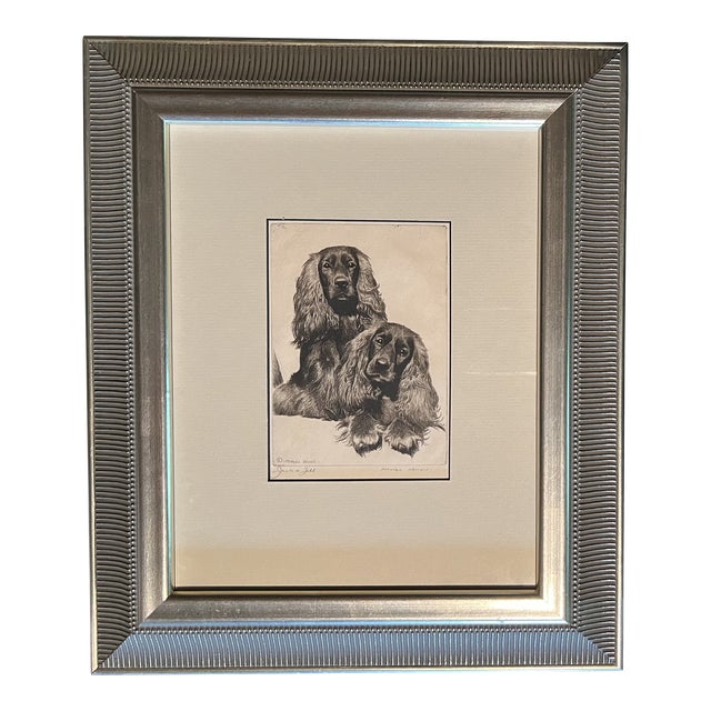 Early 20th Century Portrait Lithograph of Cocker Spaniels Signed Morgad Dennis, Framed For Sale