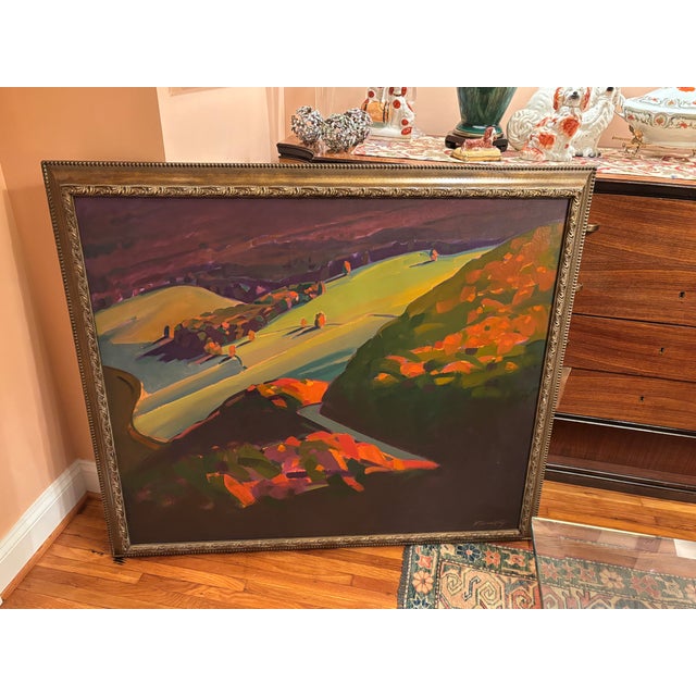 Mid 20th C. American Original Oil on Canvas - Large Mountain Valley Landscape For Sale - Image 15 of 15