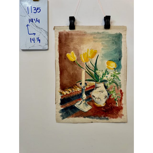Henry Emil Salloch Original Watercolor on Paper Floral Still Life, 1942. For Sale In Atlanta - Image 6 of 6