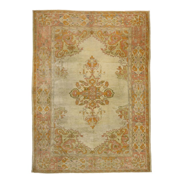 Late 19th Century Turkish Oushak Rug, 11'08 X 16'00 For Sale