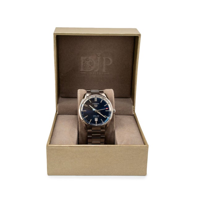 Tag Heuer Carrera Calibre 7 41mm Wbn201a Twin Time Steel Automatic Watch For Sale - Image 9 of 10