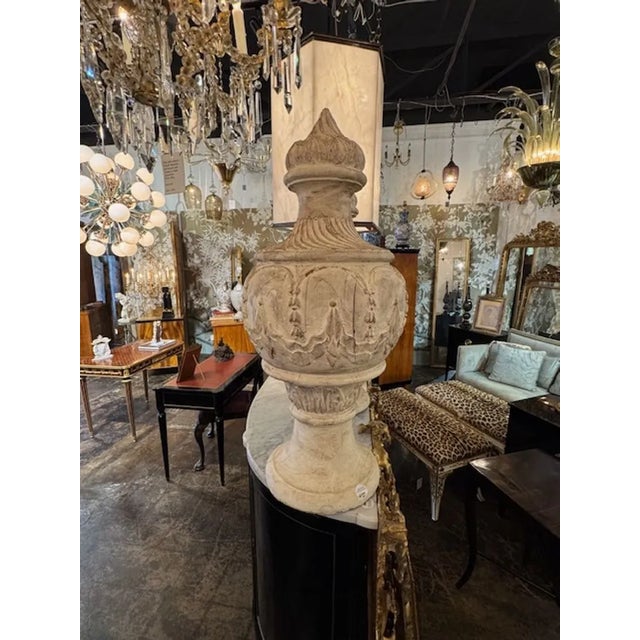 19th Century 19th Century Carved and White-Washed Wooden Urns For Sale - Image 5 of 7