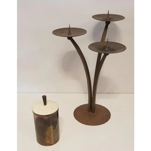 Contemporary Bauhaus Brass Candleholder by Alfred Schaefter For Sale - Image 3 of 3
