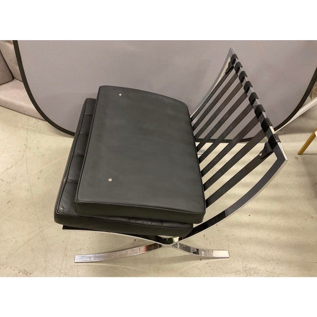 Mid 20th Century In the Style of Ludwig Mies Van Der Rohe for Knoll - A Pair of Barcelona-Style Black and Chrome Chairs For Sale - Image 11 of 11