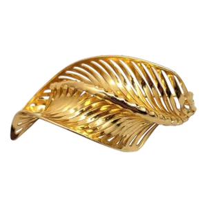 Vintage Vogue 1968 Signed Napier Modernist Goldtone Curled Leaf Brooch