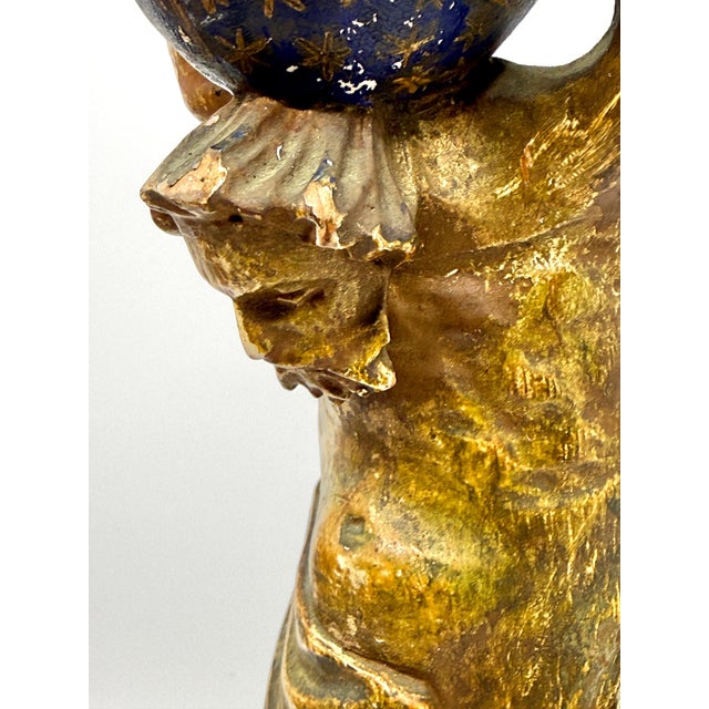 Northern Italian Carved Wood & Gessoed Atlas with Celestial Globe Circa 1800 For Sale - Image 14 of 18