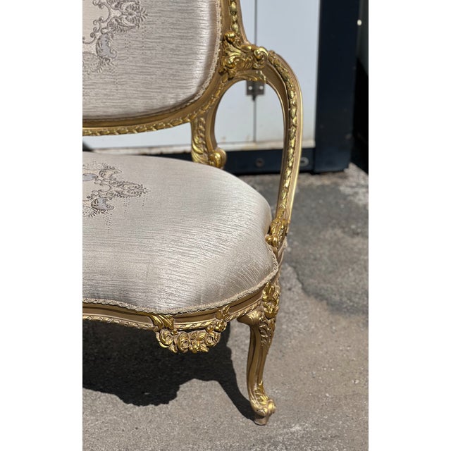 Three-Seater French Rococo Style Settee Sofa For Sale - Image 4 of 9