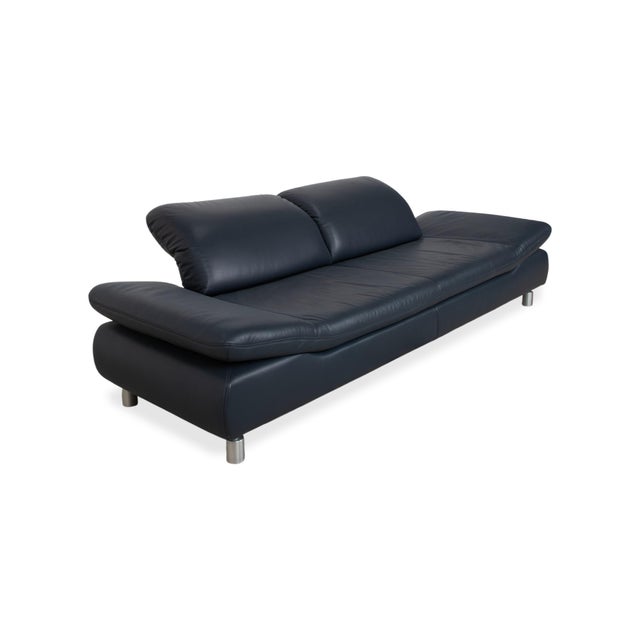 Blue Leather Rivoli Three-Seater Sofa with Manual Function from Koinor For Sale - Image 5 of 18