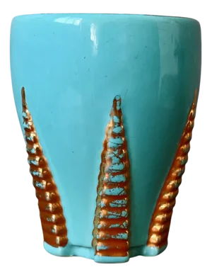 Turquoise and Gold Vase by Blanche Letalle for Saint Clément, 1940s