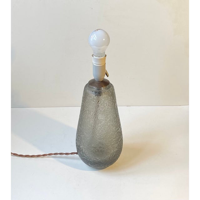 Art Deco Grey Ice Flower Glass Table Lamp by Jacob E. Bang for Holmegaard, 1920s For Sale - Image 10 of 14